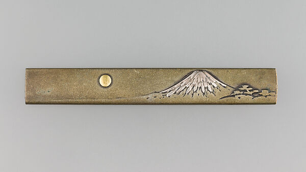 Knife Handle (Kozuka), Copper-silver alloy (shibuichi), gold, silver, Japanese 