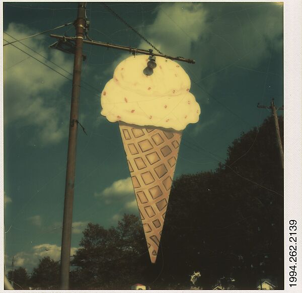 [Sign: Painted Ice Cream Cone], Walker Evans (American, St. Louis, Missouri 1903–1975 New Haven, Connecticut), Instant internal dye diffusion transfer print (Polaroid SX-70) 