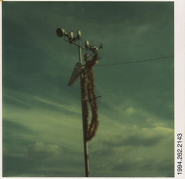 [Sign: Angel Ornament Attached to Light Pole], Walker Evans (American, St. Louis, Missouri 1903–1975 New Haven, Connecticut), Instant internal dye diffusion transfer print (Polaroid SX-70) 