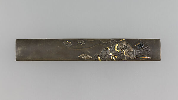 Knife Handle (Kozuka), Copper-silver alloy (shibuichi), gold, silver, Japanese 