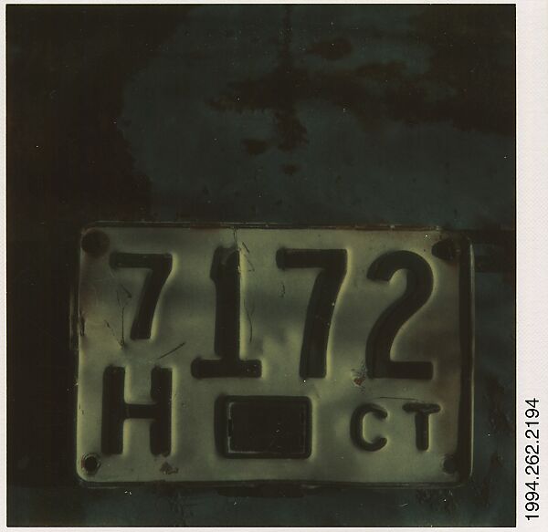 [Detail of Junked Automobile: Connecticut License Plate], Walker Evans (American, St. Louis, Missouri 1903–1975 New Haven, Connecticut), Instant internal dye diffusion transfer print (Polaroid SX-70) 