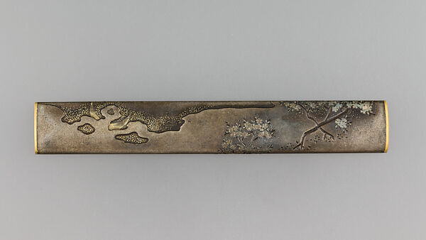 Knife Handle (Kozuka), Copper-silver alloy (shibuichi), gold, silver, Japanese 