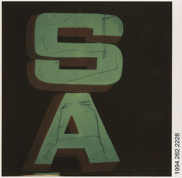 [Detail of Sign: "SA"], Walker Evans (American, St. Louis, Missouri 1903–1975 New Haven, Connecticut), Instant internal dye diffusion transfer print (Polaroid SX-70) 