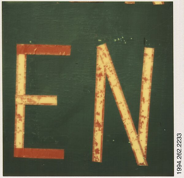 [Detail of Sign: "EN", Destin, Florida], Walker Evans (American, St. Louis, Missouri 1903–1975 New Haven, Connecticut), Instant internal dye diffusion transfer print (Polaroid SX-70) 