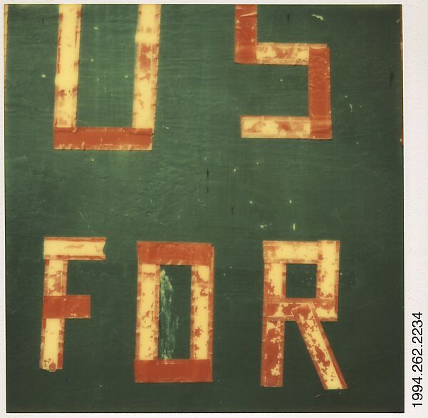 [Detail of Sign: "FOR", Destin, Florida], Walker Evans (American, St. Louis, Missouri 1903–1975 New Haven, Connecticut), Instant internal dye diffusion transfer print (Polaroid SX-70) 