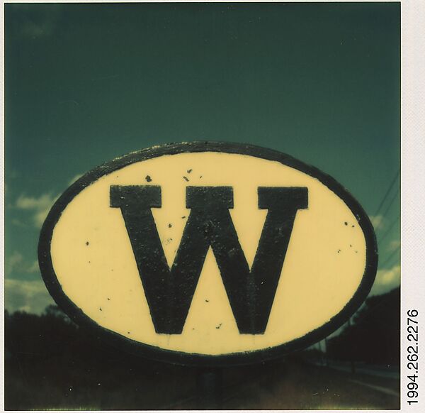 [Railroad Sign: "W"], Walker Evans (American, St. Louis, Missouri 1903–1975 New Haven, Connecticut), Instant internal dye diffusion transfer print (Polaroid SX-70) 