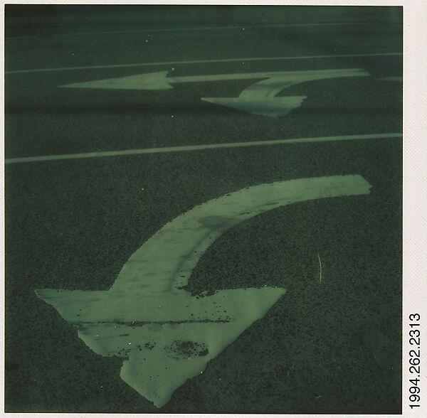 [Street Arrows and Lane Dividers], Walker Evans (American, St. Louis, Missouri 1903–1975 New Haven, Connecticut), Instant internal dye diffusion transfer print (Polaroid SX-70) 