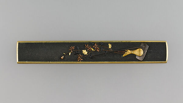 ⁭Knife Handle (Kozuka), Copper-gold alloy (shakudō), gold, copper, silver, copper-silver alloy (shibuichi), Japanese 