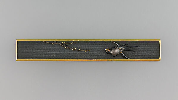 Knife Handle (Kozuka), Copper-gold alloy (shakudō), gold, copper, silver, Japanese 