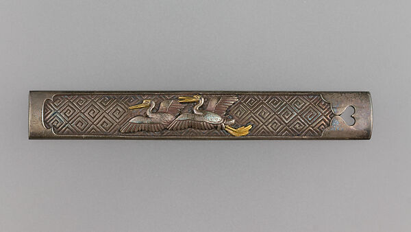 Knife Handle (Kozuka), Silver, gold, Japanese 