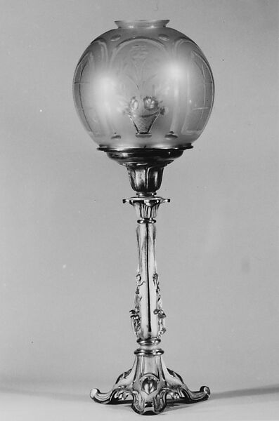 Astral Lamp, Possibly Henry N. Hooper, Bronze, glass, American 