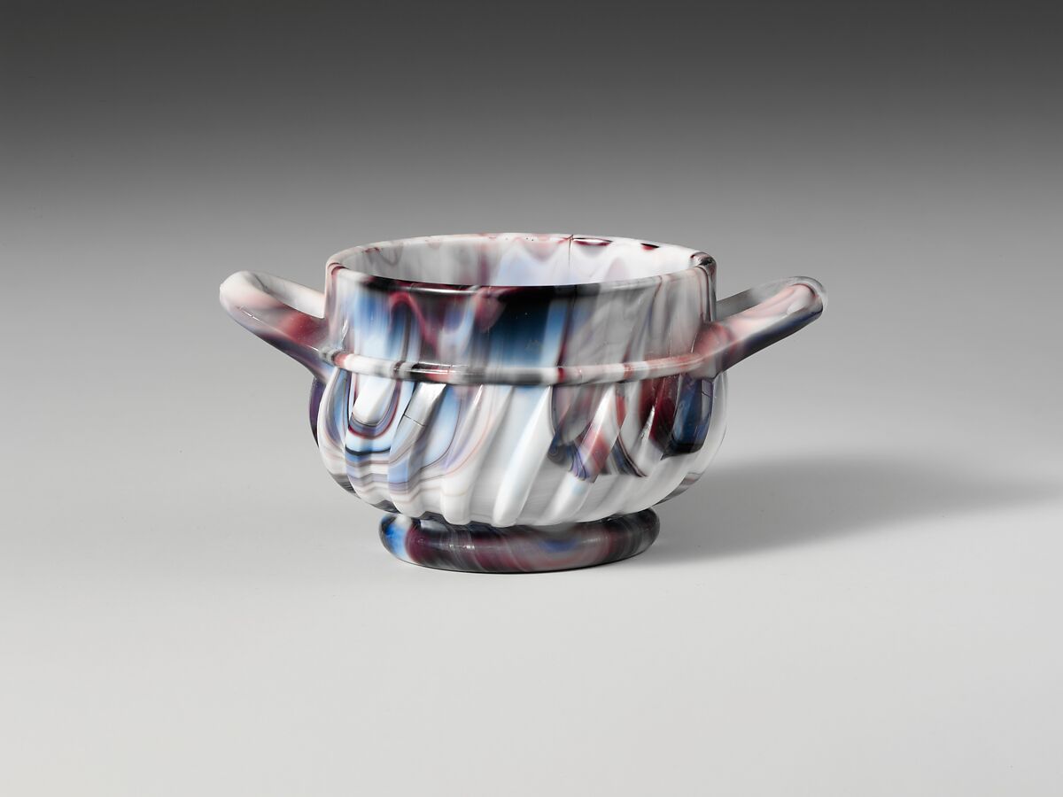 Cup, Challinor, Taylor and Company (1866–1891), Pressed purple marble glass, American