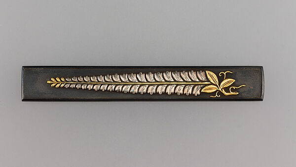 Knife Handle (Kozuka), Copper-gold alloy (shakudō), gold, silver, Japanese 