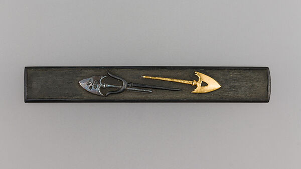 Knife Handle (Kozuka), Copper-gold alloy (shakudō), gold, silver, Japanese 