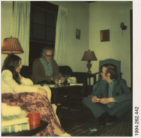 [Robert Lowell, Jacqueline Fear, and Jonathan Raban, England], Walker Evans (American, St. Louis, Missouri 1903–1975 New Haven, Connecticut), Instant internal dye diffusion transfer print (Polaroid SX-70) 