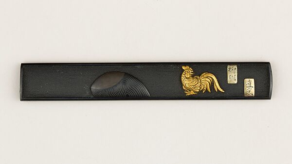 Knife Handle (Kozuka), Copper-gold alloy (shakudō), gold, silver, Japanese