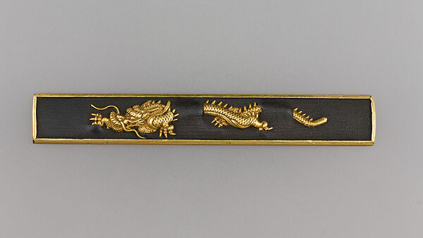 Knife Handle (Kozuka), Copper-gold alloy (shakudō), gold, Japanese 