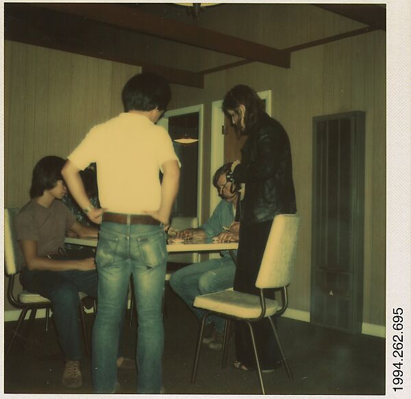 [Yale Student Outing, Martha's Vineyard: Andrea Kovacs, Baldwin Lee, Reagan Louie, and Won Chung], Walker Evans (American, St. Louis, Missouri 1903–1975 New Haven, Connecticut), Instant internal dye diffusion transfer print (Polaroid SX-70) 