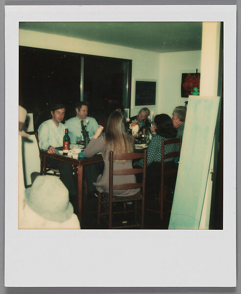 [Walker Evans's 70th Birthday Party, Old Lyme, Connecticut: Michael Lesy, Liz Lesy, Jerry Thompson, Mary Knollenberg, Jane Mayall, and Leslie Katz], Walker Evans (American, St. Louis, Missouri 1903–1975 New Haven, Connecticut), Instant internal dye diffusion transfer print (Polaroid SX-70) 