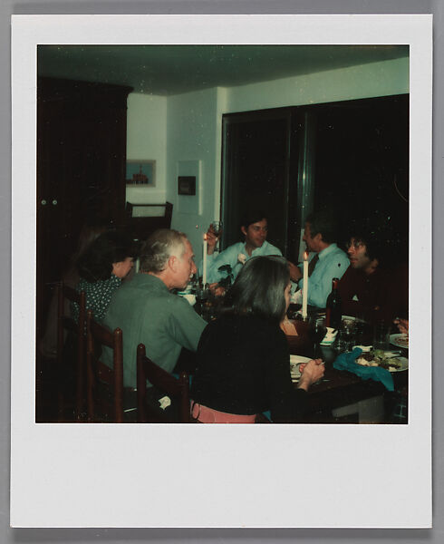 [Walker Evans's 70th Birthday Party, Old Lyme, Connecticut: Michael Lesy, Liz Lesy, Jerry Thompson, Leslie Katz, and Jane Mayall], Walker Evans (American, St. Louis, Missouri 1903–1975 New Haven, Connecticut), Instant internal dye diffusion transfer print (Polaroid SX-70) 