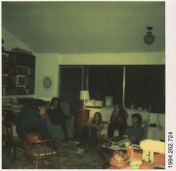 [Yale Students in Walker Evans's Living Room, Old Lyme, Connecticut: Liz Lesy, Michael Lesy, Ellen Rosenman, William Ferris, and Jerry Thompson], Walker Evans (American, St. Louis, Missouri 1903–1975 New Haven, Connecticut), Instant internal dye diffusion transfer print (Polaroid SX-70) 