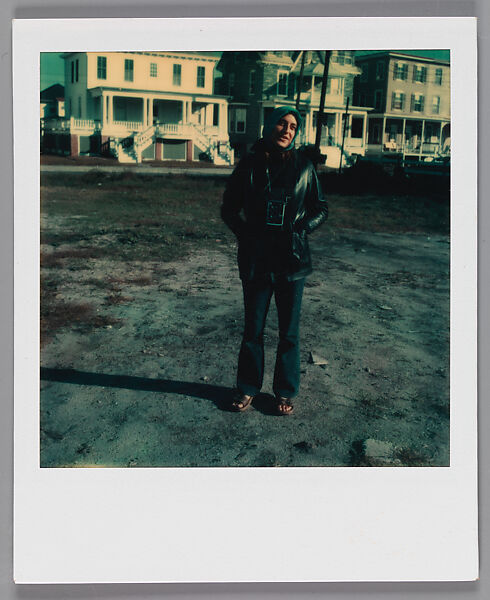 [Woman with Camera in Vacant Lot], Walker Evans (American, St. Louis, Missouri 1903–1975 New Haven, Connecticut), Instant internal dye diffusion transfer print (Polaroid SX-70) 