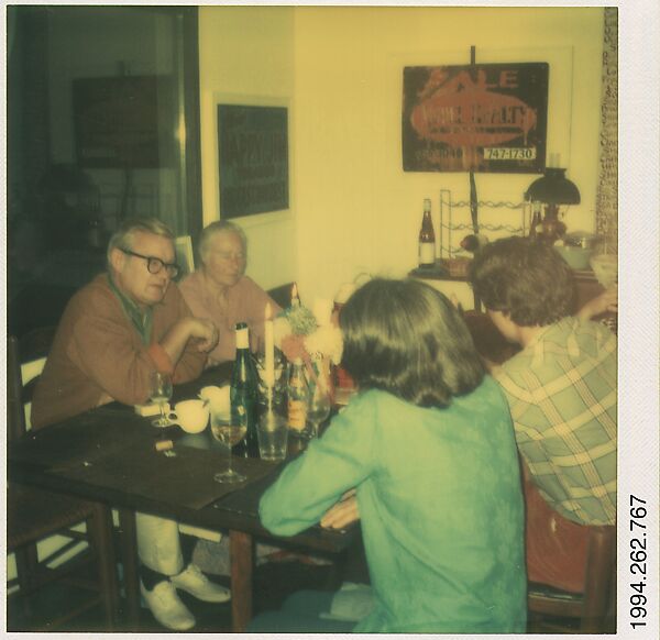 [Walker Evans Dinner Party, Old Lyme, Connecticut: John Clellon Holmes and Mary Knollenberg], Walker Evans (American, St. Louis, Missouri 1903–1975 New Haven, Connecticut), Instant internal dye diffusion transfer print (Polaroid SX-70) 