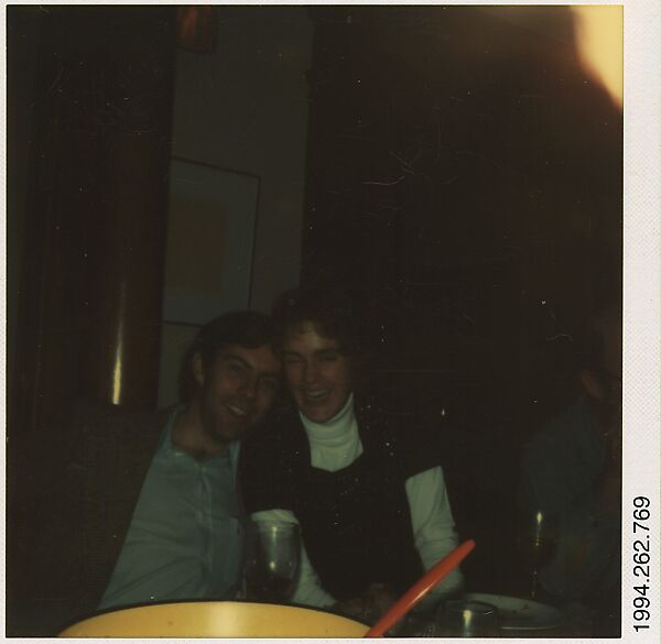 [Jerry Thompson and Jane Corrigan at Unidentified Dinner Party], Walker Evans (American, St. Louis, Missouri 1903–1975 New Haven, Connecticut), Instant internal dye diffusion transfer print (Polaroid SX-70) 