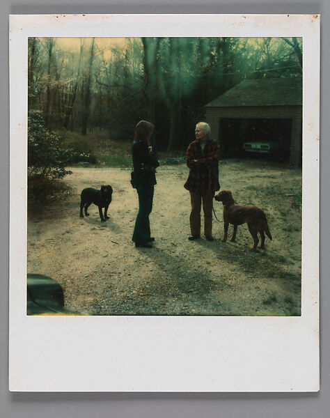 [Mary Knollenberg, Dogs, and Unidentified Woman in Driveway], Walker Evans (American, St. Louis, Missouri 1903–1975 New Haven, Connecticut), Instant internal dye diffusion transfer print (Polaroid SX-70) 