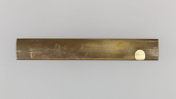 Knife Handle (Kozuka), Copper-silver alloy (shibuichi), gold, Japanese