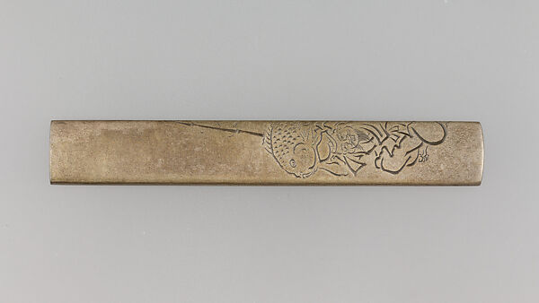 Knife Handle (Kozuka), Copper-silver alloy (shibuichi), Japanese 