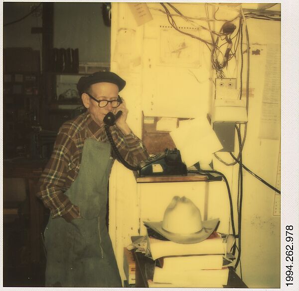 [Old Man on the Telephone], Walker Evans (American, St. Louis, Missouri 1903–1975 New Haven, Connecticut), Instant internal dye diffusion transfer print (Polaroid SX-70) 
