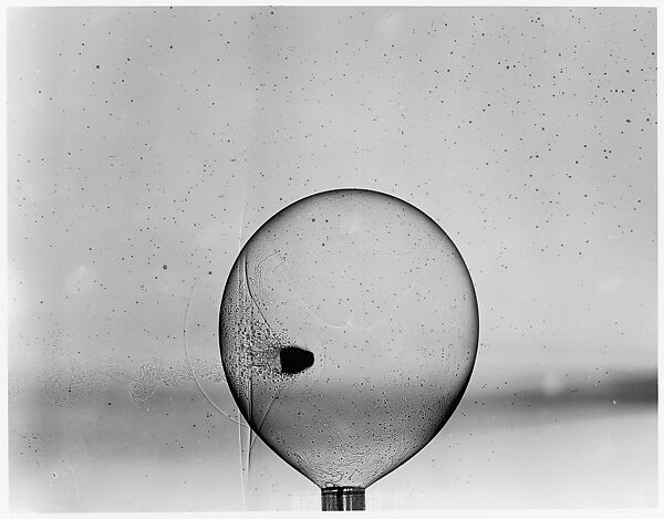 [Bullet Passing Through Gas-filled Soap Bubble], Harold Edgerton (American, 1903–1990), Gelatin silver print 