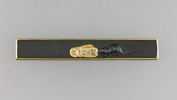 Knife Handle (Kozuka), Copper-gold alloy (shakudō), gold, Japanese 