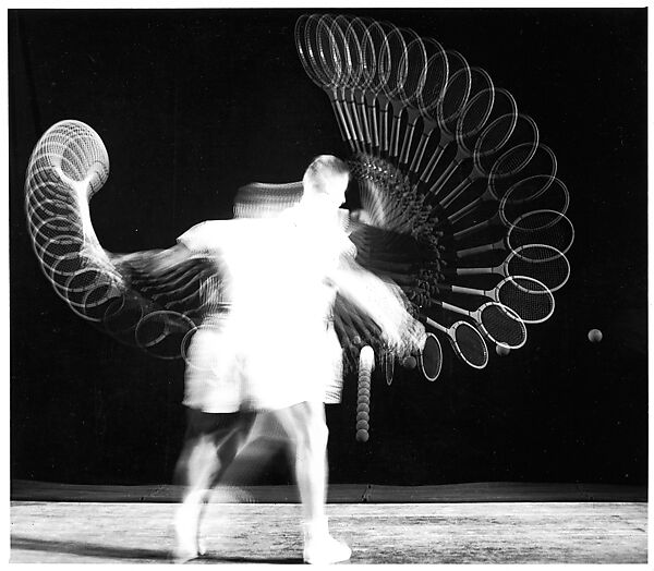 [Stroboscopic Study of Man Hitting Tennis Ball], Harold Edgerton (American, 1903–1990), Gelatin silver print 