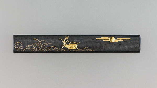 Knife Handle (Kozuka), Copper-gold alloy (shakudō), gold, Japanese 