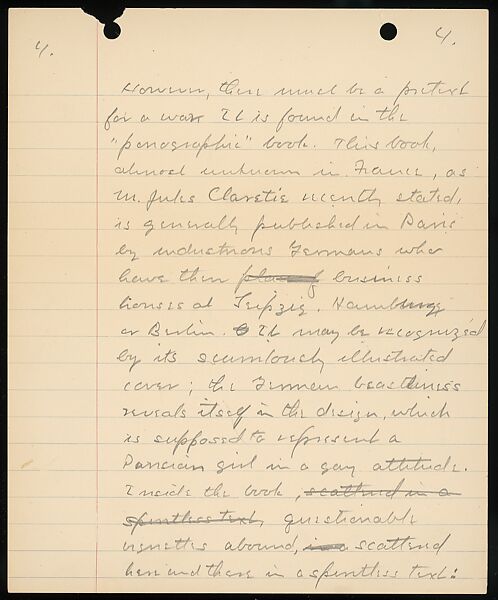 [38 Manuscripts, Typescripts, Carbon Copies of Translations from French by Walker Evans of Gourmont, Baudelaire, Radiguet, Cendrars, Cocteau, Larbaud, Gide, Lautréamont, Dottin, and Others], Walker Evans (American, St. Louis, Missouri 1903–1975 New Haven, Connecticut), Pencil/ink on paper