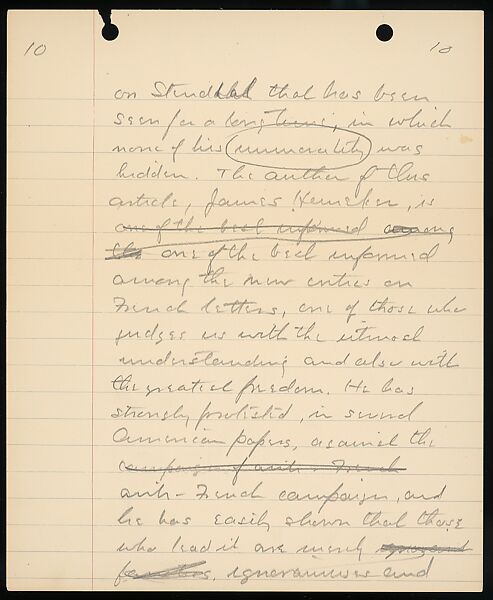 [38 Manuscripts, Typescripts, Carbon Copies of Translations from French by Walker Evans of Gourmont, Baudelaire, Radiguet, Cendrars, Cocteau, Larbaud, Gide, Lautréamont, Dottin, and Others], Walker Evans (American, St. Louis, Missouri 1903–1975 New Haven, Connecticut), Pencil/ink on paper