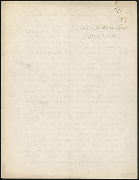 [38 Manuscripts, Typescripts, Carbon Copies of Translations from French by Walker Evans of Gourmont, Baudelaire, Radiguet, Cendrars, Cocteau, Larbaud, Gide, Lautréamont, Dottin, and Others], Walker Evans (American, St. Louis, Missouri 1903–1975 New Haven, Connecticut), Pencil/ink on paper
