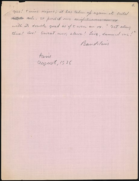 [38 Manuscripts, Typescripts, Carbon Copies of Translations from French by Walker Evans of Gourmont, Baudelaire, Radiguet, Cendrars, Cocteau, Larbaud, Gide, Lautréamont, Dottin, and Others], Walker Evans (American, St. Louis, Missouri 1903–1975 New Haven, Connecticut), Pencil/ink on paper