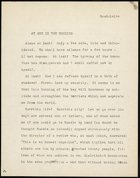 [38 Manuscripts, Typescripts, Carbon Copies of Translations from French by Walker Evans of Gourmont, Baudelaire, Radiguet, Cendrars, Cocteau, Larbaud, Gide, Lautréamont, Dottin, and Others], Walker Evans (American, St. Louis, Missouri 1903–1975 New Haven, Connecticut), Pencil/ink on paper