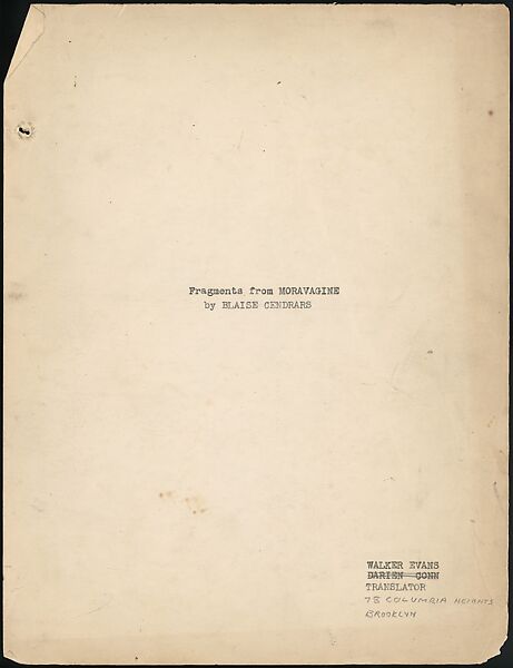 [38 Manuscripts, Typescripts, Carbon Copies of Translations from French by Walker Evans of Gourmont, Baudelaire, Radiguet, Cendrars, Cocteau, Larbaud, Gide, Lautréamont, Dottin, and Others], Walker Evans (American, St. Louis, Missouri 1903–1975 New Haven, Connecticut), Pencil/ink on paper