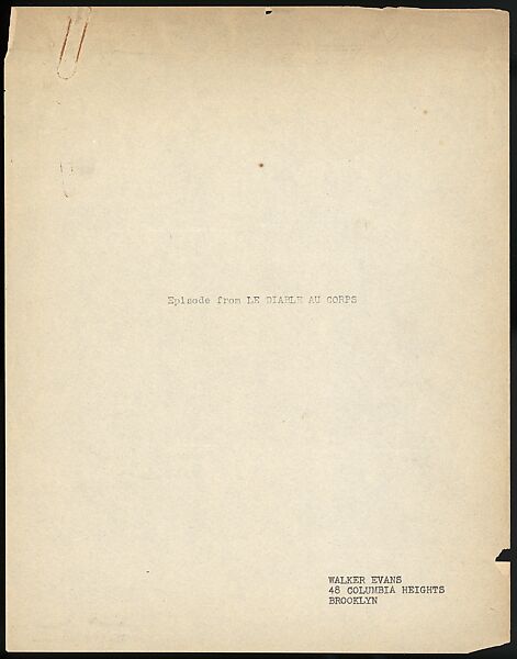 [38 Manuscripts, Typescripts, Carbon Copies of Translations from French by Walker Evans of Gourmont, Baudelaire, Radiguet, Cendrars, Cocteau, Larbaud, Gide, Lautréamont, Dottin, and Others], Walker Evans (American, St. Louis, Missouri 1903–1975 New Haven, Connecticut), Pencil/ink on paper