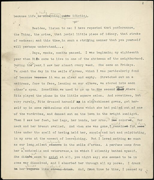 [38 Manuscripts, Typescripts, Carbon Copies of Translations from French by Walker Evans of Gourmont, Baudelaire, Radiguet, Cendrars, Cocteau, Larbaud, Gide, Lautréamont, Dottin, and Others], Walker Evans (American, St. Louis, Missouri 1903–1975 New Haven, Connecticut), Pencil/ink on paper