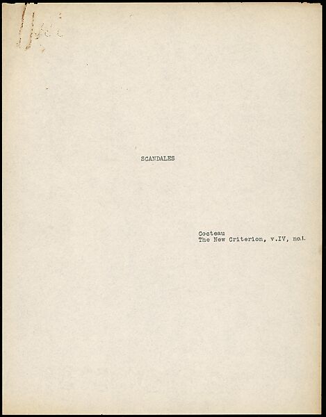 [38 Manuscripts, Typescripts, Carbon Copies of Translations from French by Walker Evans of Gourmont, Baudelaire, Radiguet, Cendrars, Cocteau, Larbaud, Gide, Lautréamont, Dottin, and Others], Walker Evans (American, St. Louis, Missouri 1903–1975 New Haven, Connecticut), Pencil/ink on paper