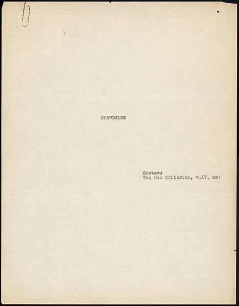 [38 Manuscripts, Typescripts, Carbon Copies of Translations from French by Walker Evans of Gourmont, Baudelaire, Radiguet, Cendrars, Cocteau, Larbaud, Gide, Lautréamont, Dottin, and Others], Walker Evans (American, St. Louis, Missouri 1903–1975 New Haven, Connecticut), Pencil/ink on paper