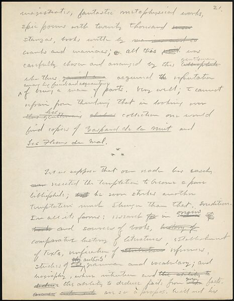 [38 Manuscripts, Typescripts, Carbon Copies of Translations from French by Walker Evans of Gourmont, Baudelaire, Radiguet, Cendrars, Cocteau, Larbaud, Gide, Lautréamont, Dottin, and Others], Walker Evans (American, St. Louis, Missouri 1903–1975 New Haven, Connecticut), Pencil/ink on paper