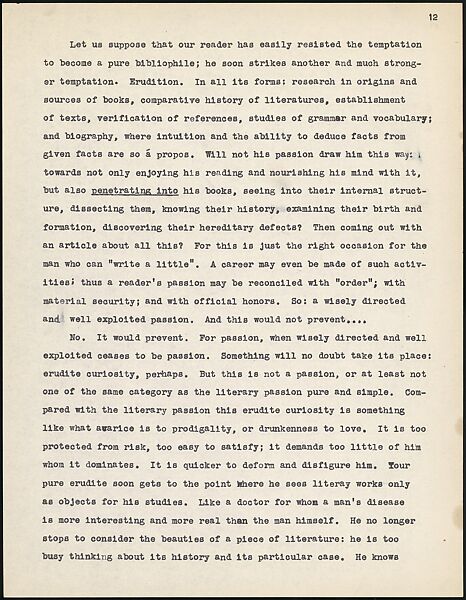 [38 Manuscripts, Typescripts, Carbon Copies of Translations from French by Walker Evans of Gourmont, Baudelaire, Radiguet, Cendrars, Cocteau, Larbaud, Gide, Lautréamont, Dottin, and Others], Walker Evans (American, St. Louis, Missouri 1903–1975 New Haven, Connecticut), Pencil/ink on paper