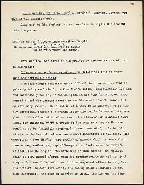 [38 Manuscripts, Typescripts, Carbon Copies of Translations from French by Walker Evans of Gourmont, Baudelaire, Radiguet, Cendrars, Cocteau, Larbaud, Gide, Lautréamont, Dottin, and Others], Walker Evans (American, St. Louis, Missouri 1903–1975 New Haven, Connecticut), Pencil/ink on paper