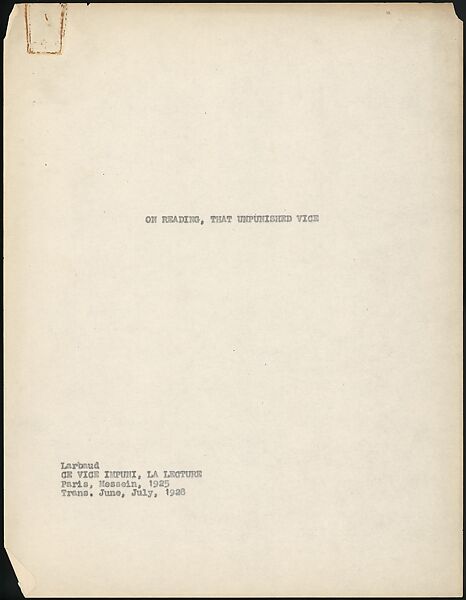 [38 Manuscripts, Typescripts, Carbon Copies of Translations from French by Walker Evans of Gourmont, Baudelaire, Radiguet, Cendrars, Cocteau, Larbaud, Gide, Lautréamont, Dottin, and Others], Walker Evans (American, St. Louis, Missouri 1903–1975 New Haven, Connecticut), Pencil/ink on paper